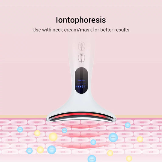 Neck Face Firming Removal Tool, Double Chin Reducer Skin Rejuvenation Neck Face Lift Anti-Aging Beauty Device on Triple Action LED Therapy, Thermal and Vibration Technologies for Skin Care