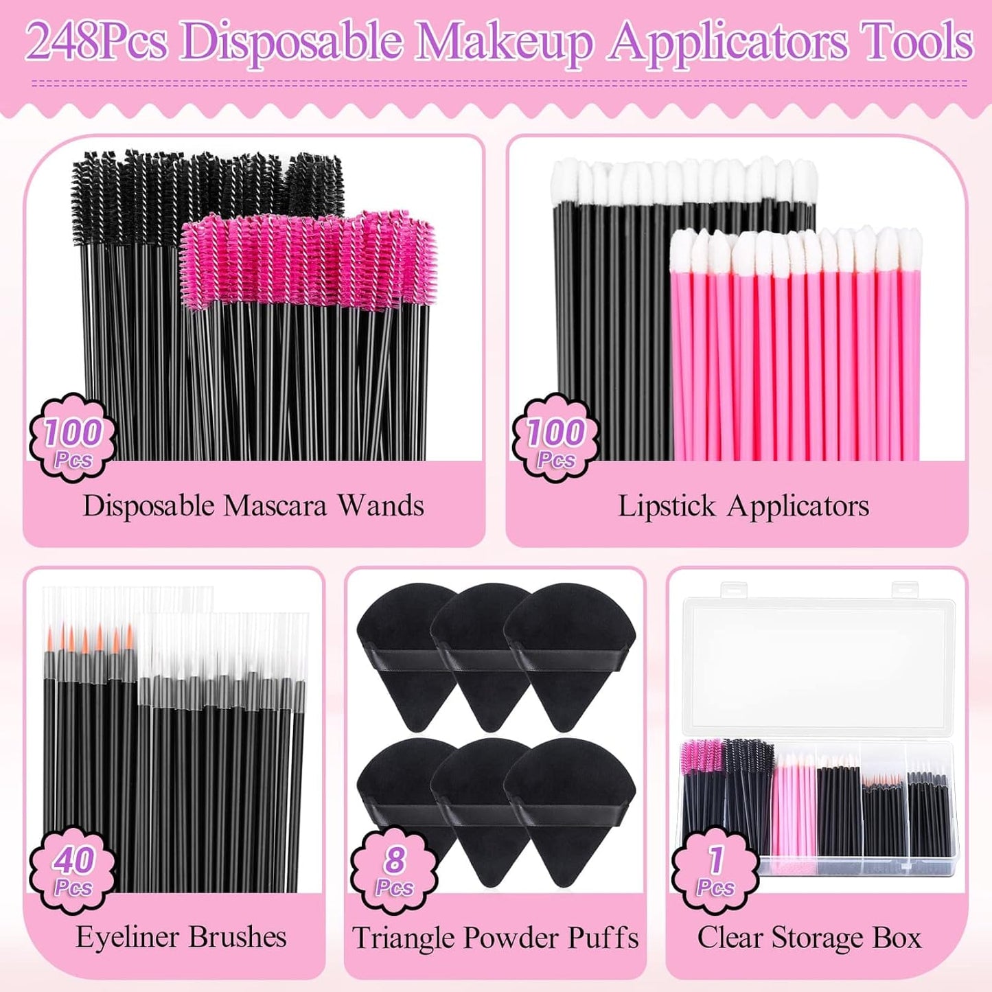 248 Pcs Disposable Makeup Applicators 